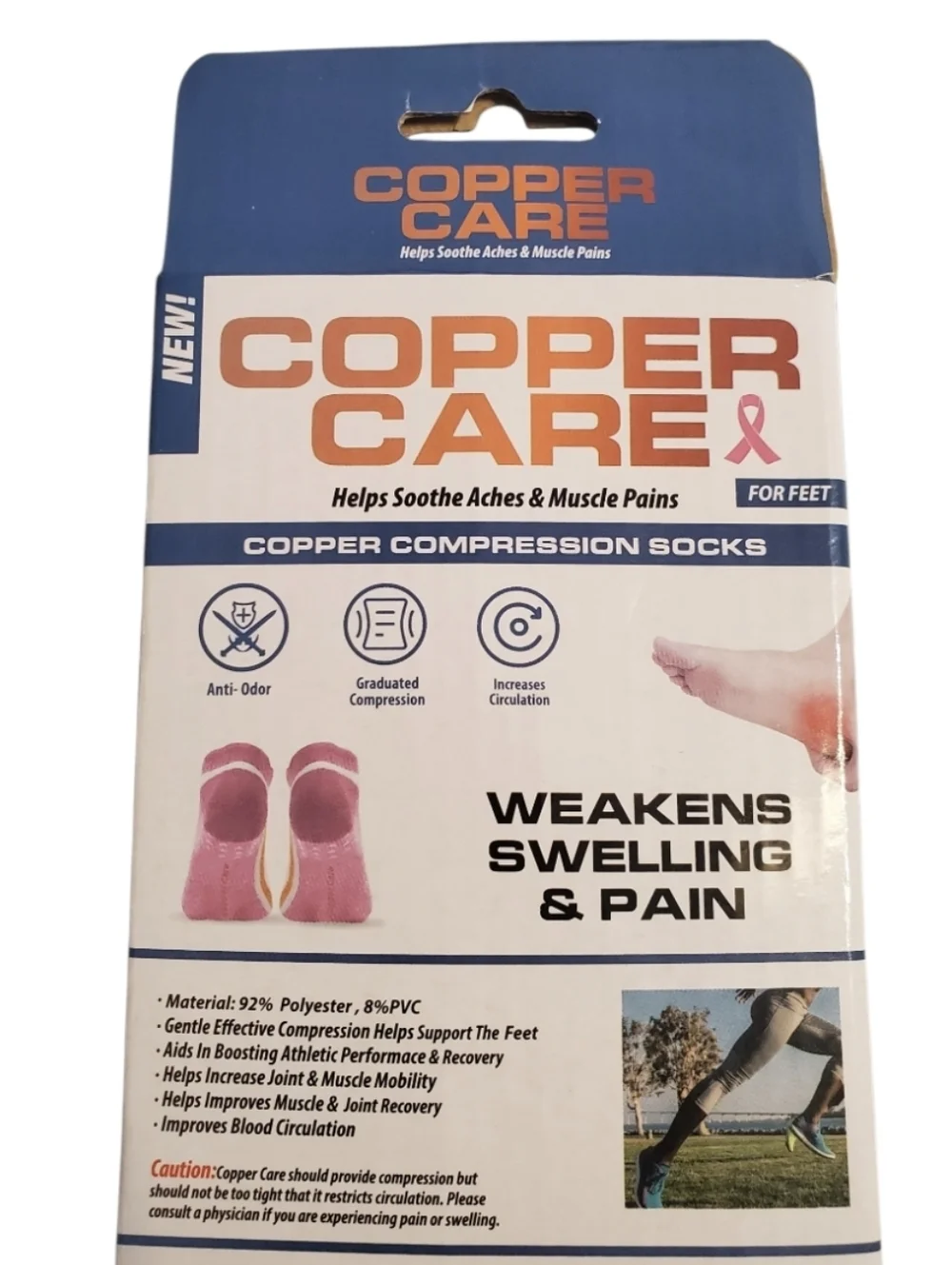 Copper Care Women's Compression Ankle Socks Muscle Pain Swelling